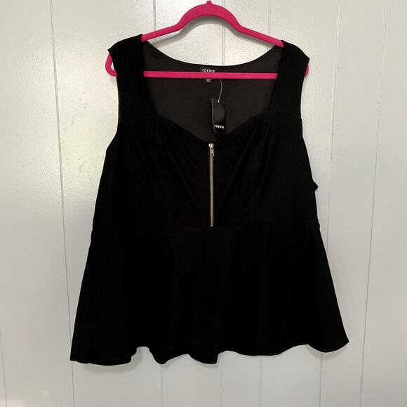 NEW Torrid Deep Black Peplum Bengaline Zipper Front Classic Tank Top 3X - Picture 3 of 9